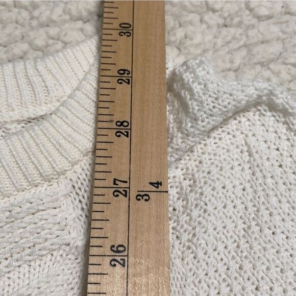 SONOMA Herringbone Pattern Crewneck Long Sleeve Sweater White Women Size M - Picture 9 of 9